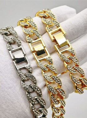 Hip Hop Mens 15mm Flat Round Simple Cuban Necklace Male Acce