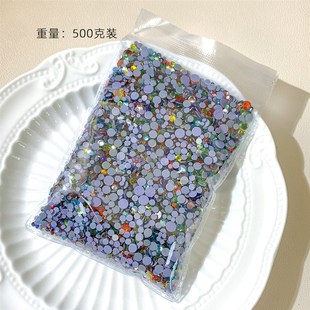 Art Round Sparkling MixGlass DiamondsFlatbottom Diamond Nail