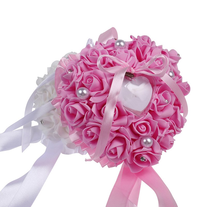 European Hanging Foam Rose Heartshaped Ring Pillow Box Weste