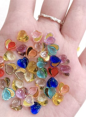 Twocolor Translucent Peach Butt Nail Art Decoration Gold Rim