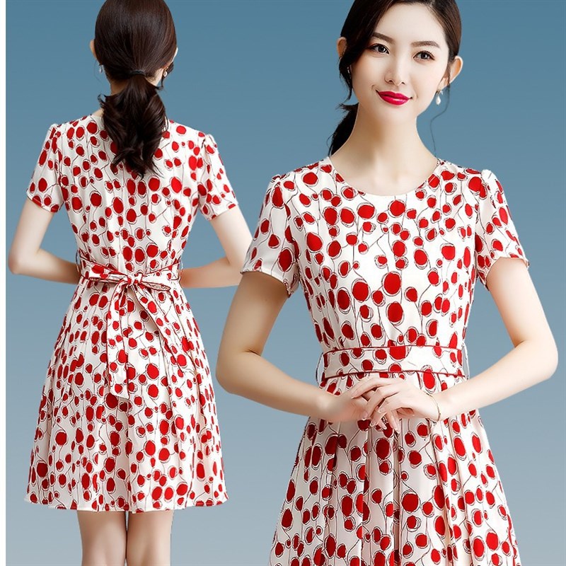 Dot Dress Womens Spring 2025 Summer ShortSleeve Floral Skirt