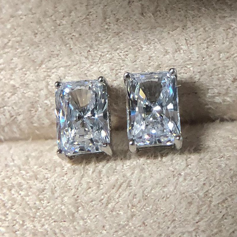 2025 2025 Earring Classic FourClaw Square Zircon Stud Copper