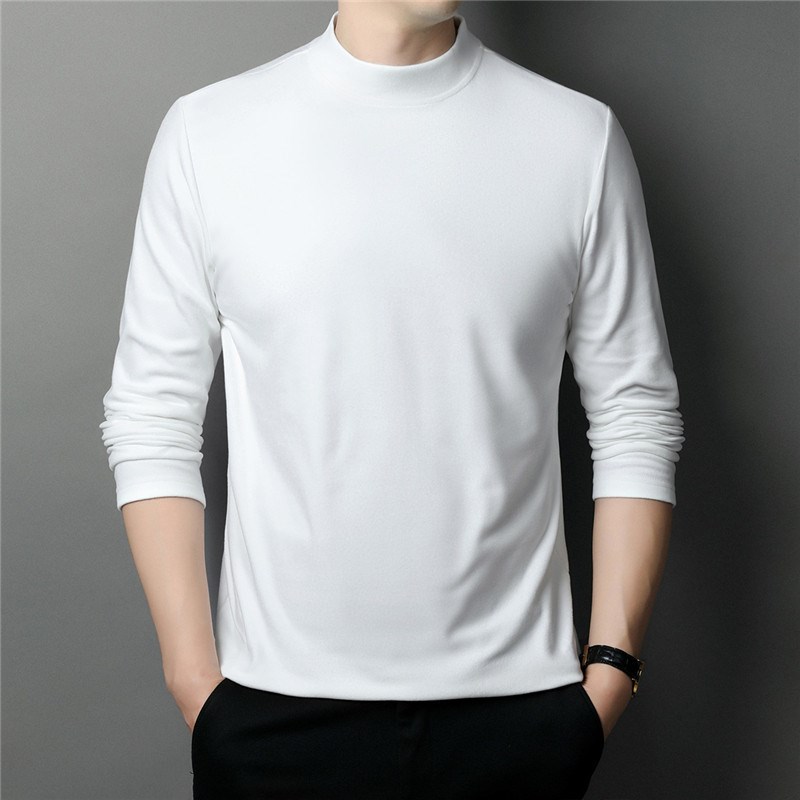 Young Mens HalfHigh Collar Pure Color Inner De Rong Base Shi