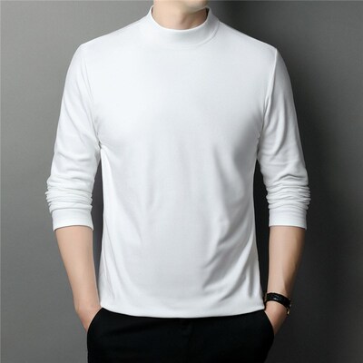 Young Mens HalfHigh Collar Pure Color Inner De Rong Base Shi
