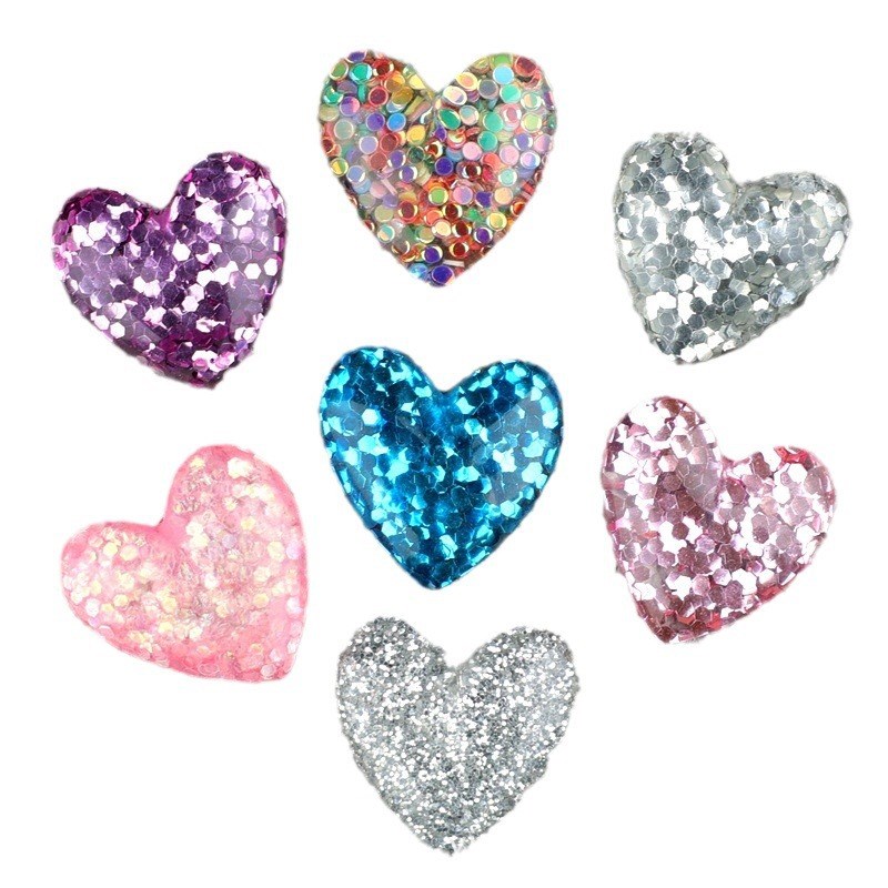 Love Glitter Resin Accessory Peach Heartshaped Kids Hair Orn