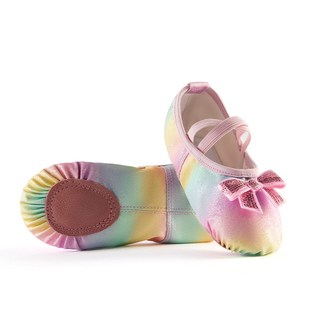 Dance Shoes Soft PU Ballet Slippers for Girls Kids Gradient