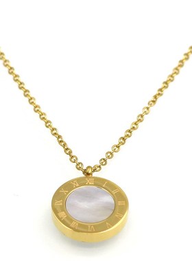 Mini Doublesided Shell Roman Numeral Necklace Fashion Titani