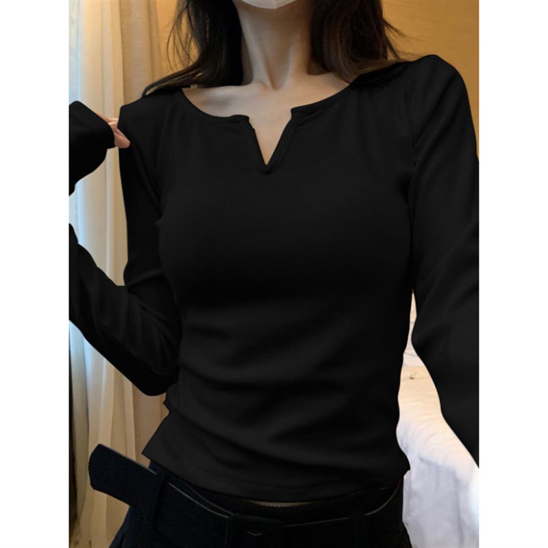 VNeck Design German Velvet Base Shirt Women 2025 AutumnWinte