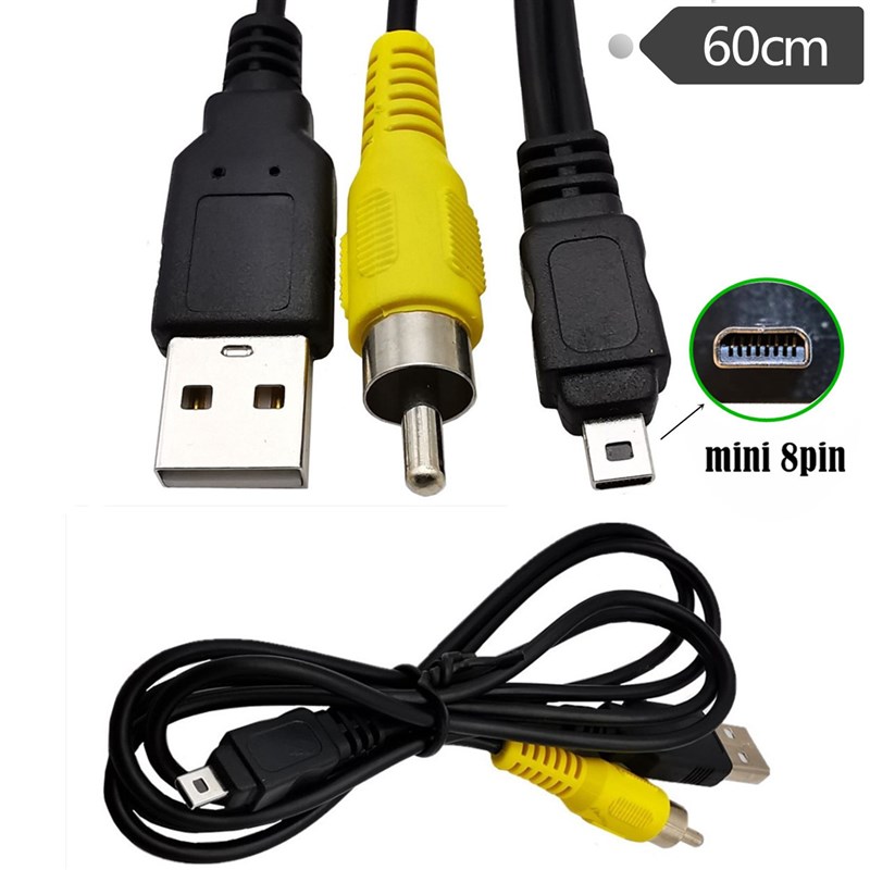 Digital Camera USB Data Cable AV 8P Cable USB AM to 8PRCA Ca