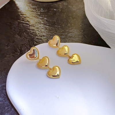 European Fashion Heartshaped Earrings Versatile Heartshaped