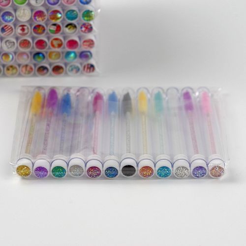 New Tubular Diamond Brushed Crystal Rod Glitter Flake Portab