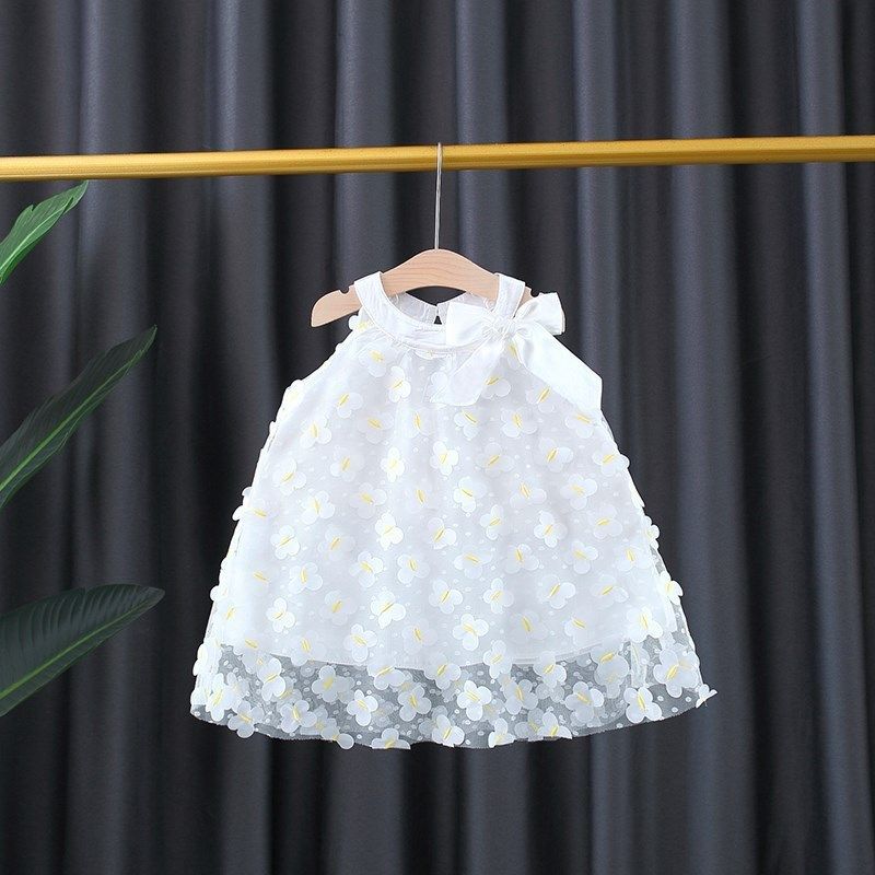 New Summer Kids Sleeveless Butterfly Net Yarn Dress Princess