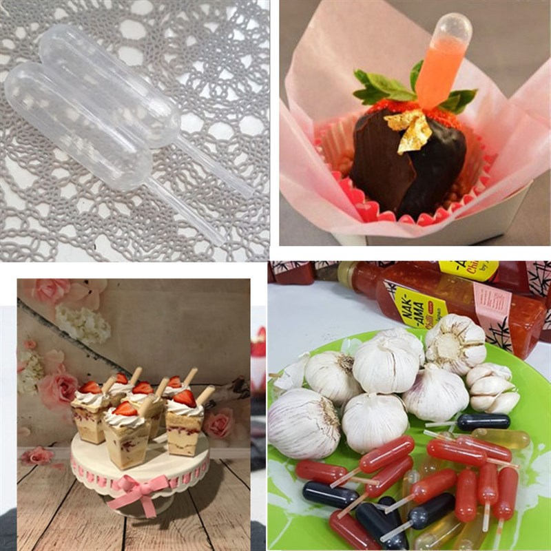 50Pack 4ml Jam Straw Squeezer Decorative Sauce Dropper for P