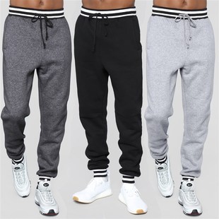 Mens Fashion Jogger Pants with Contrast Color Ribbed Hem and