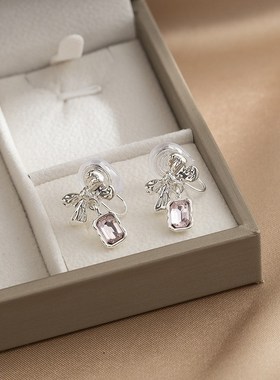 Elegant Pink Bow Studs Fashion Earring Clipon for Nonpierced