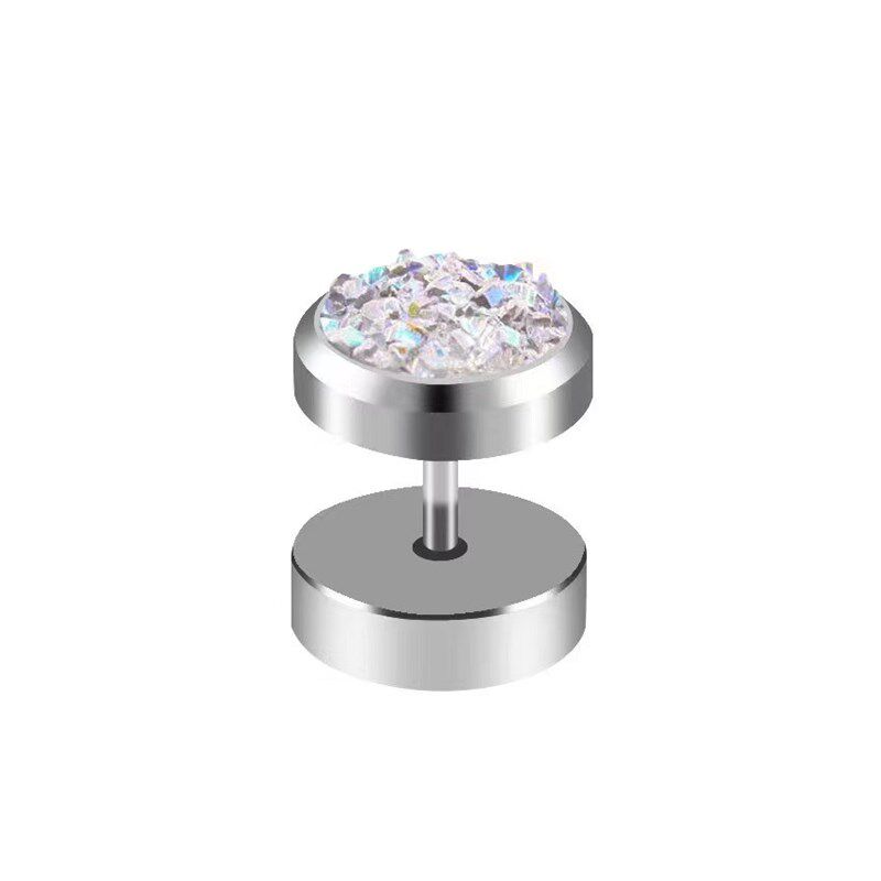 Stainless Steel Crystal Earrings with Color Stones Barbell f