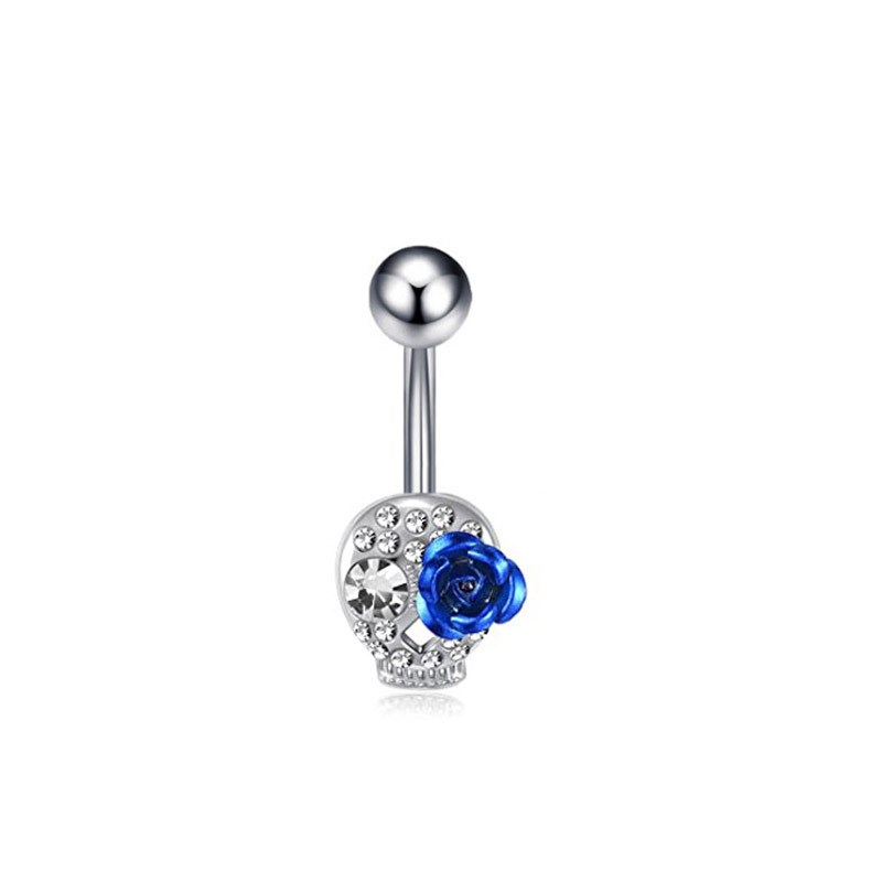 Navel Piercing Blue Planet Zircon Drop Belly Ring Simple Moo