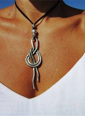 Korean Velvet Alloy CCB Long Knot Pendant Vintage Fashion Ne