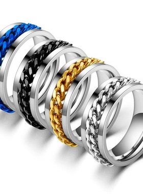 Rotatable Titanium Steel Ring for Men Stainless steel couple