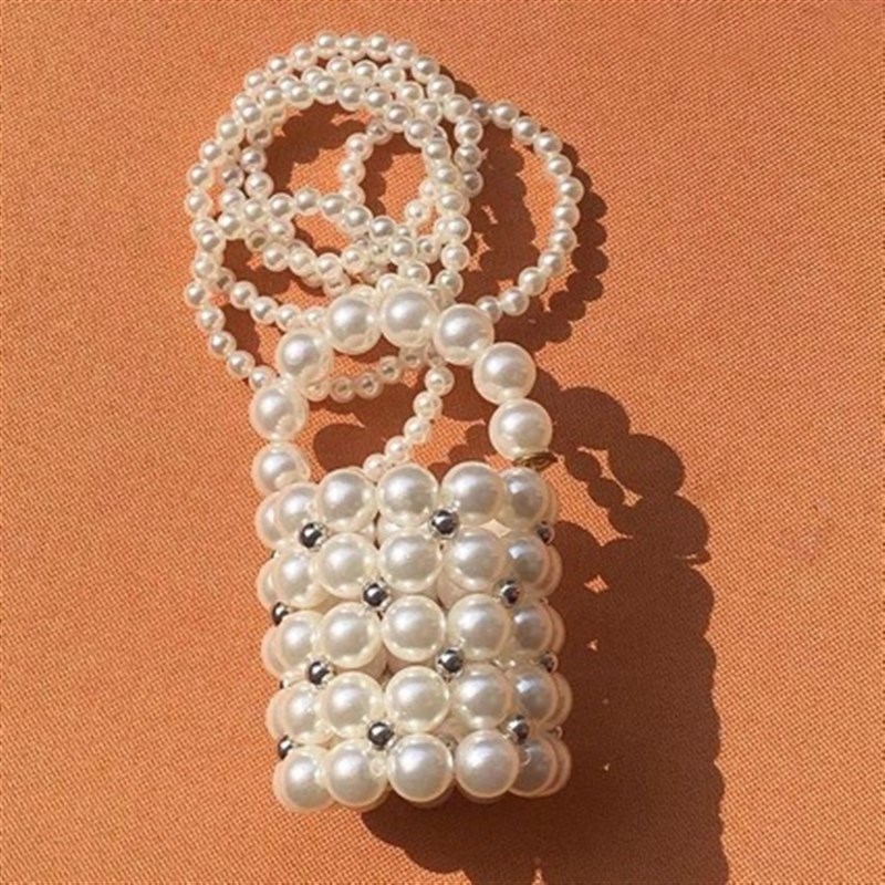 Girls Fashion Handbag 2025 Small Pearl Bucket Bag for Kids M