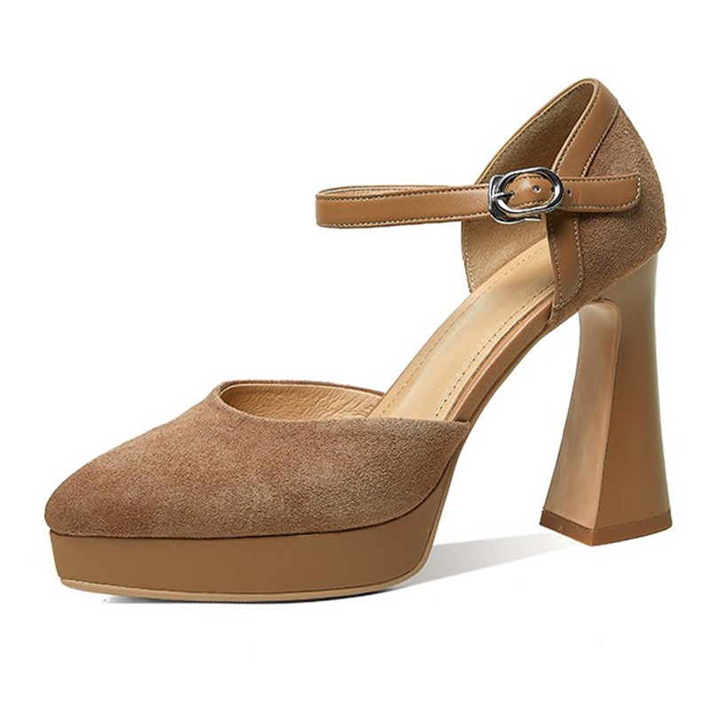 Chic Chunky Heel Womens Shoes 2025 Spring Platform Thick Bot