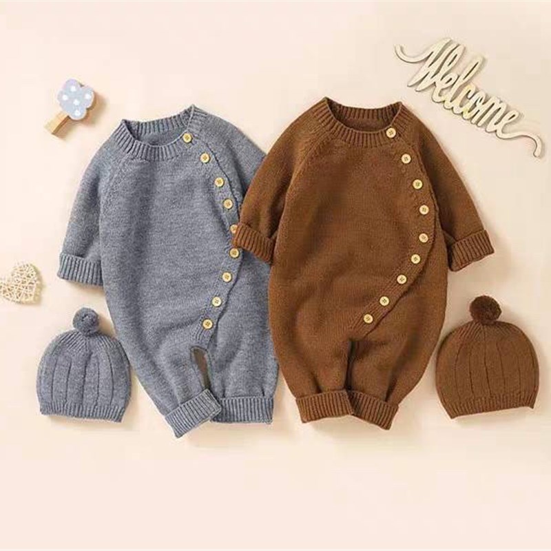 Baby Knitted Romper Onesie Autumn Winter Newborn Boys Girls