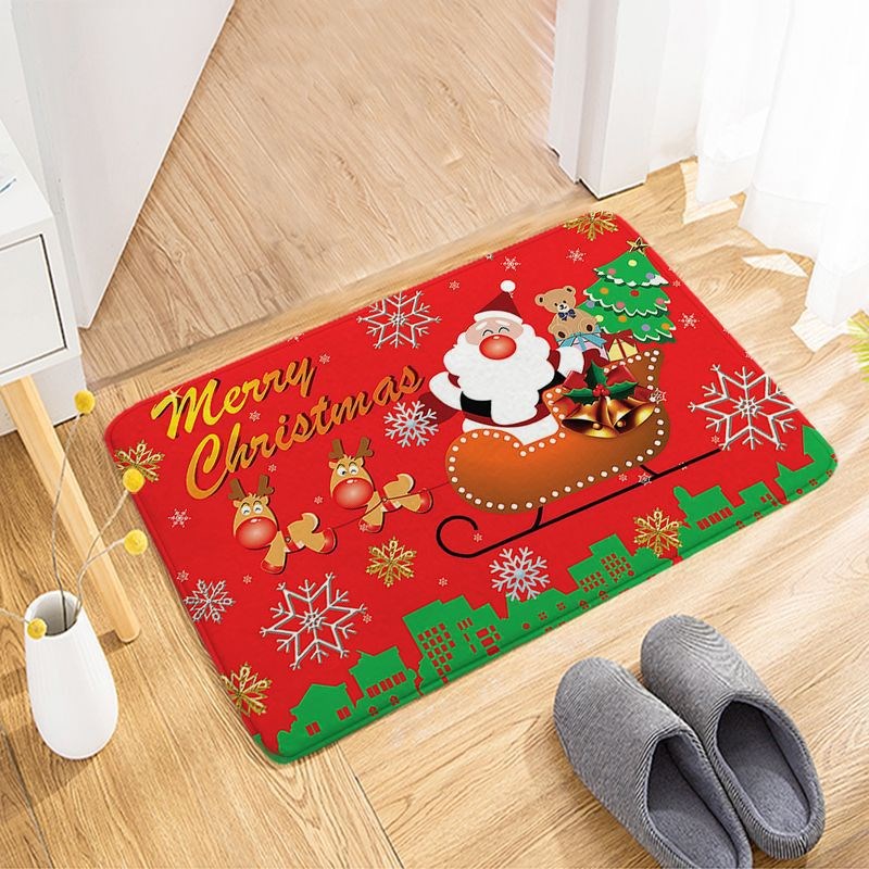 Christmas Flannel Door Mat Bathroom AntiSlip Mat Carpet RugC