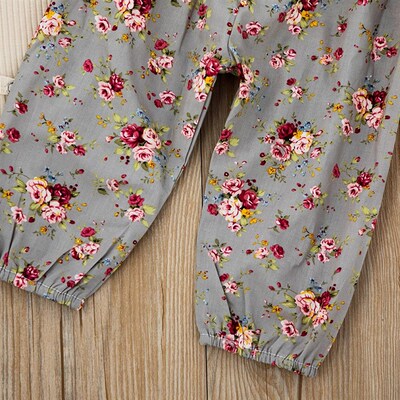 BabyInfant Apricot Romper Flower Pants w Headband Set Kidswe