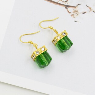 Morning Rui Earrings Blue Green Square Fashionable Personali