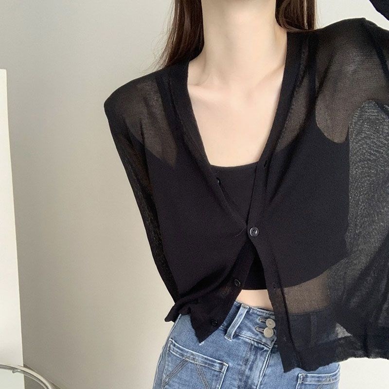 Clearance Ice Silk Knit Sun Protection Cardigan Womens Summe