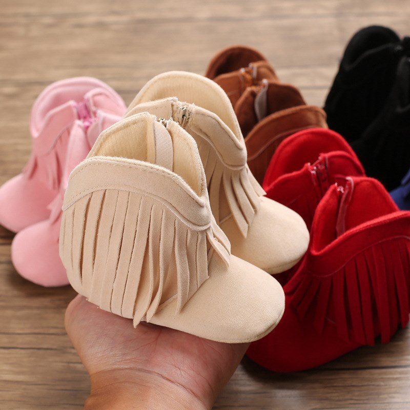 Soft Bottom Baby Shoes Winter Snow Boots with Tassels for Gi