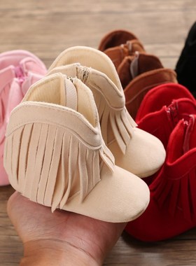 Soft Bottom Baby Shoes Winter Snow Boots with Tassels for Gi