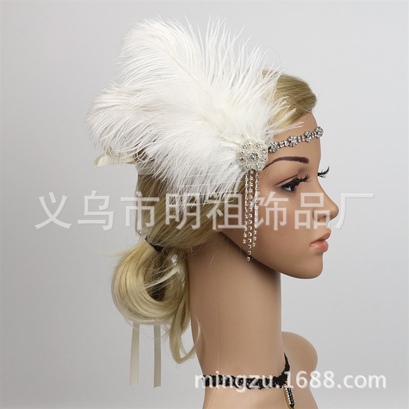 Original Design Handmade Feather Gauze Tassel Headband for B