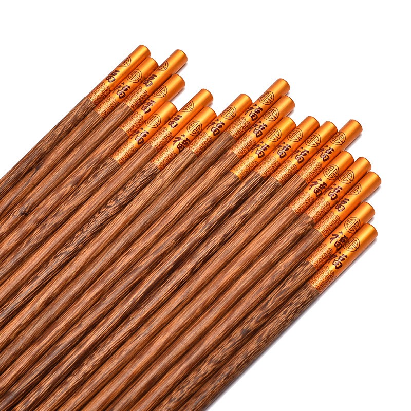 Chicken Wing Wood Chopsticks Metal Round Fu Chopsticks Famil