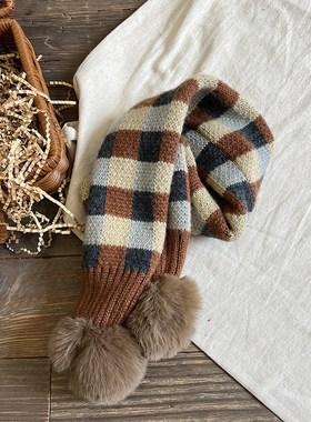 Korean Kids Winter Scarf Fashion Ins Girls Plaid Pompom Chil