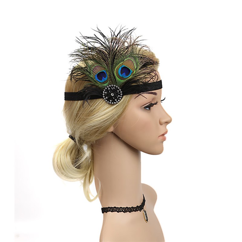 Indian Headdress Peacock Feather Elastic Band Customized Han