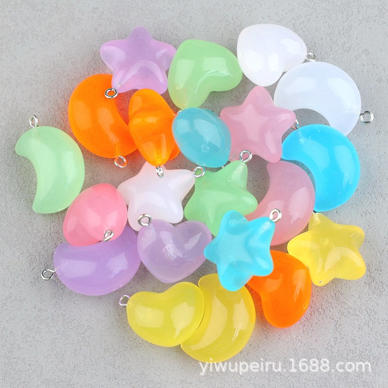 Glowinthedark Heart Star Moon Resin DIY Charms for Keychain