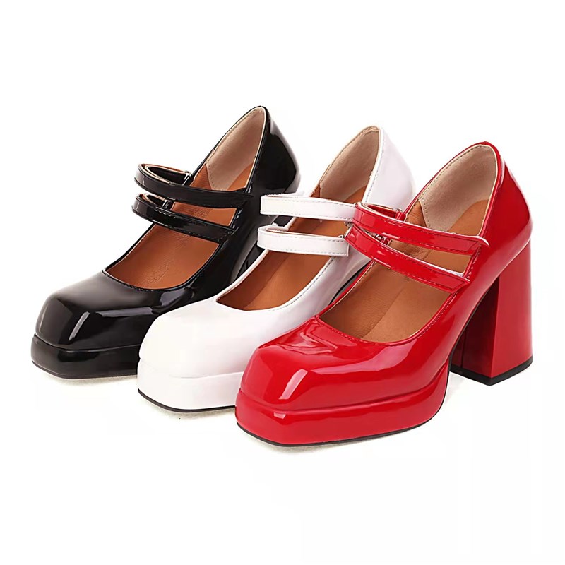 2025 Spring Summer Europe America Chunky Heel Square Toe Eve