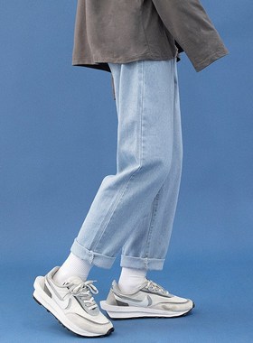 Summer Mens Jeans Hong Kong Style Loose Color Casual Straigh