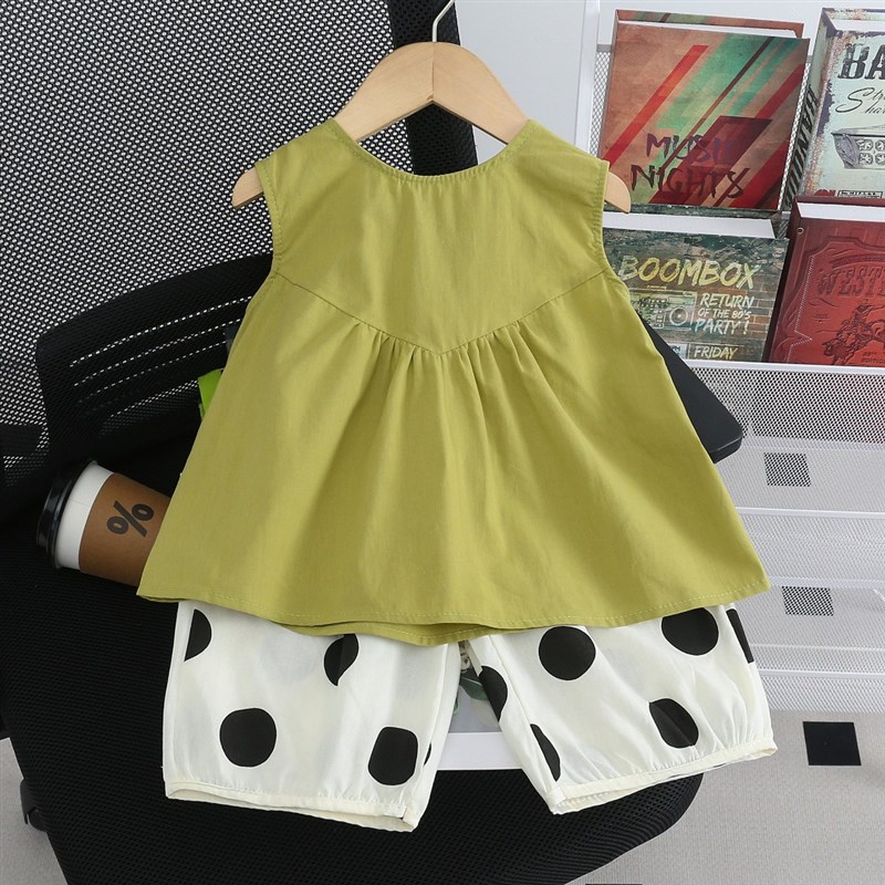 Summer Striped Bow Vest Shorts Set for Korean Girls Yikids F