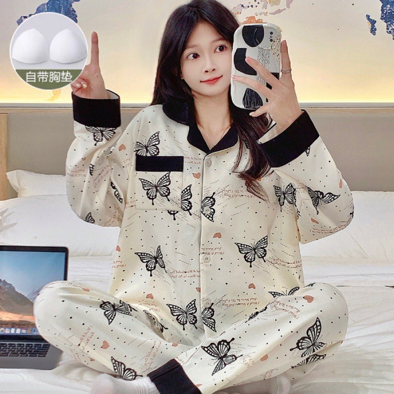 Lounge Pajamas Set for Women Spring Autumn Winter Long Sleev