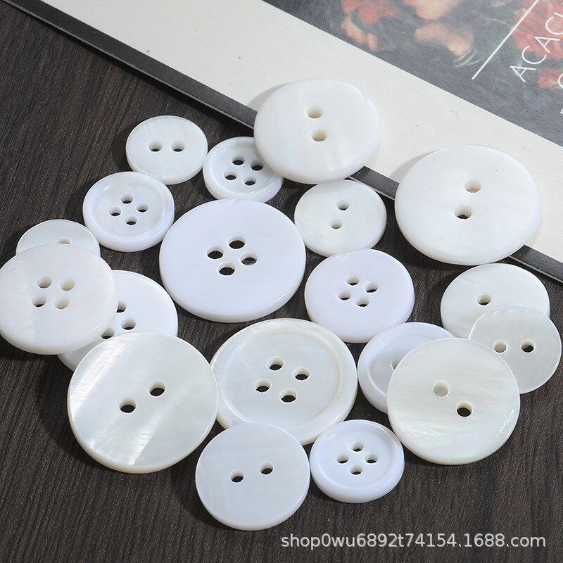 Natural Shell Button Shirt Round Twoeye White Button Freshwa