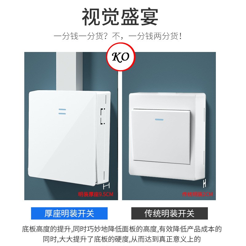 86Type Large Panel Wall Switch 5Hole Socket 3Hole 16A Open W