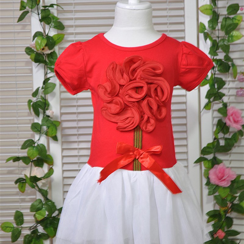 Summer Kids Girls 3D Petal Flower Patchwork Princess Dress S