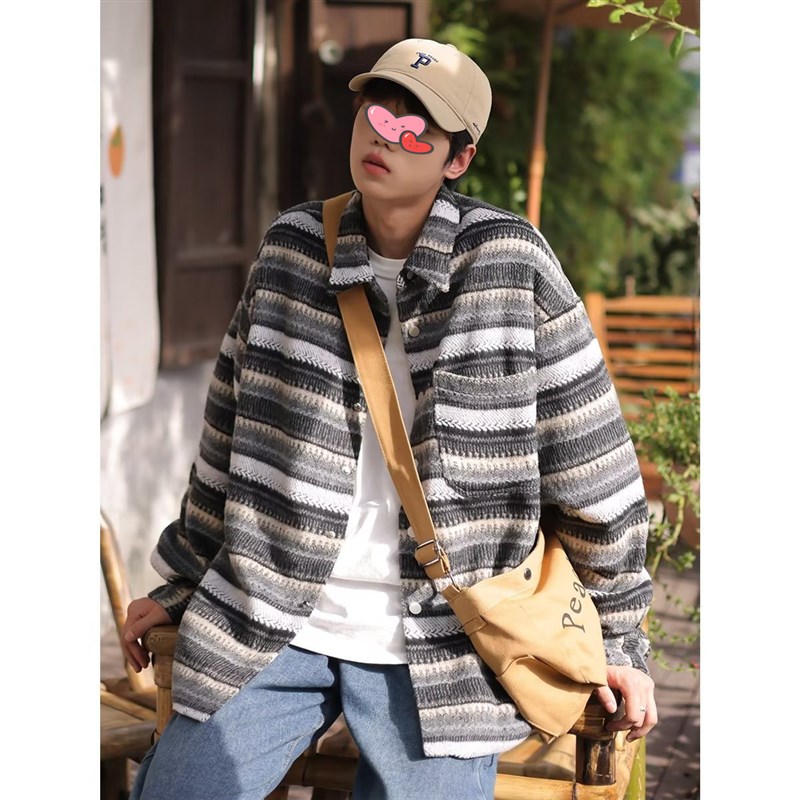 Mens Open Cardigan Spring Autumn Japanese Retro Loose Lazy K