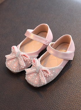 2025 SpringAutumn Sparkle Square Mouth Shoes Girls Rhineston