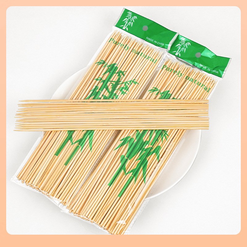 98N 90PCS Disposable Bamboo Sticks for BBQ Fruit sausage lam