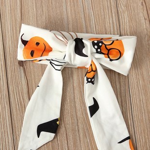 Halloween Girls Pumpkin Pattern Sleeve Kids Long Fashionable