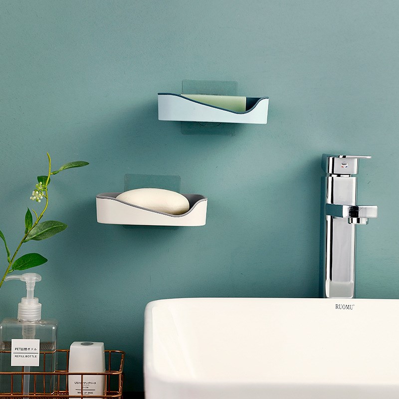 Soap Holder Wall Mounted Soap Rack with Drain Doublelayer So