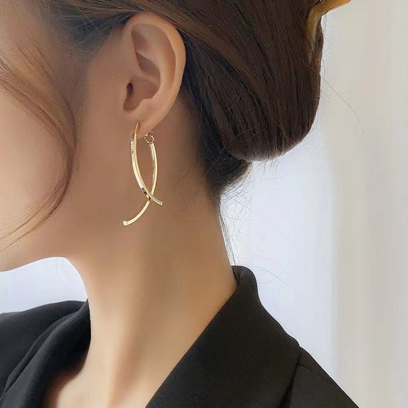 Long Metal Earrings Korean Style Simple Earring for Women Hi